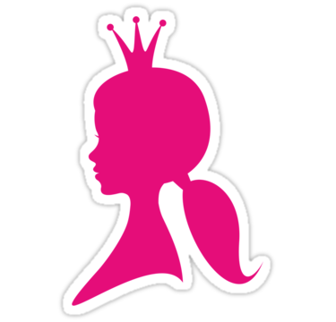 375x360 Hot Pink Girl Profile With Princess Crown Stickers By Mhea