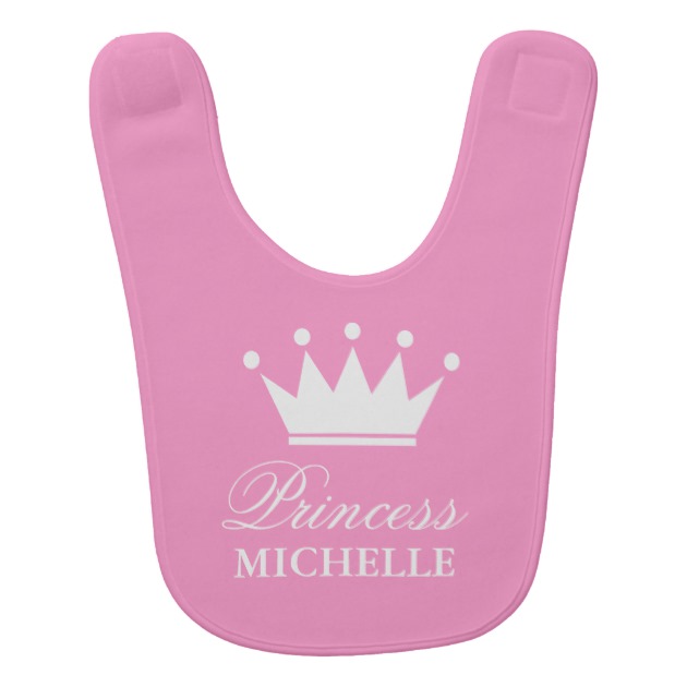 630x630 Pink Princess Crown Baby Bib For Little Baby Girl