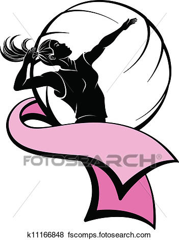 351x470 Clip Art Of Pink Ribbon Volleyball K11166848