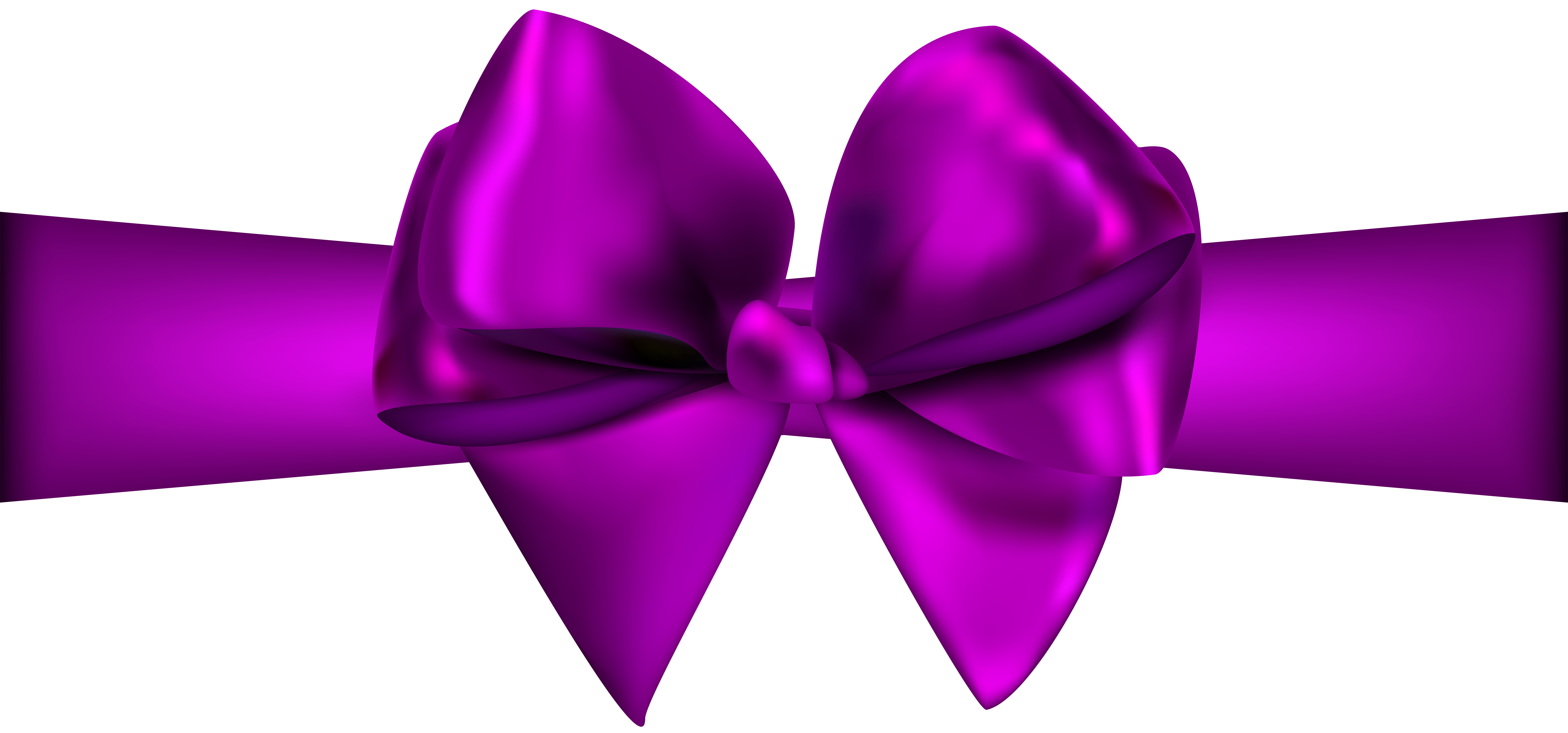 7000x3274 Purple Ribbon With Bow Png Clip Art