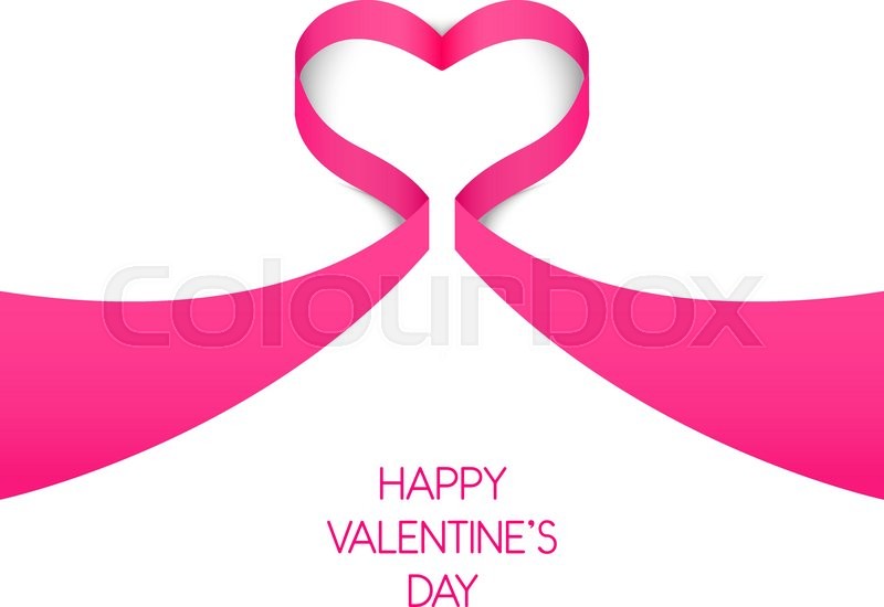 800x550 Happy Valentine's Day Card Template. Heart From Pink Ribbon