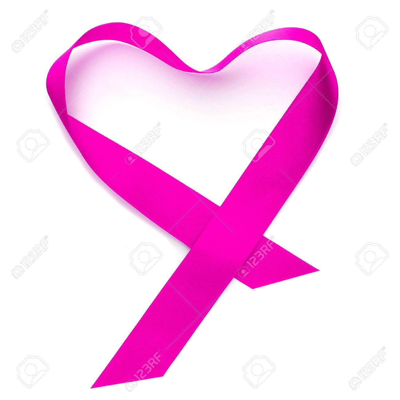1300x1300 Heart Shaped Pink Ribbon On A White Background Stock Photo
