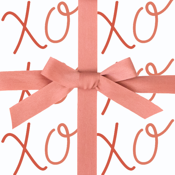 600x600 Salmon Pink Ribbon Love. Luck. Kisses Amp Cake