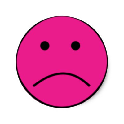 400x400 Sad Pink Smiley Face Classic Round Sticker