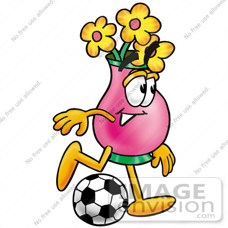 450x450 Clip Art Graphic Of A Pink Vase And Yellow Flowers Cartoon