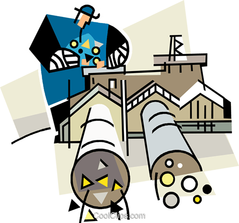 480x448 Building With A Pipeline Royalty Free Vector Clip Art Illustration