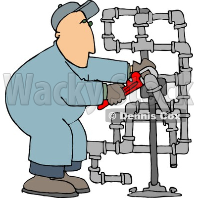400x400 Working On Pipes With A Wrench Clipart Picture Djart