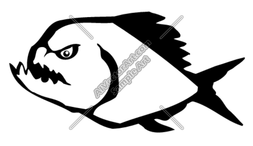 500x289 Piranha Fish Black And White Graphic Clipart And Vectorart Sports