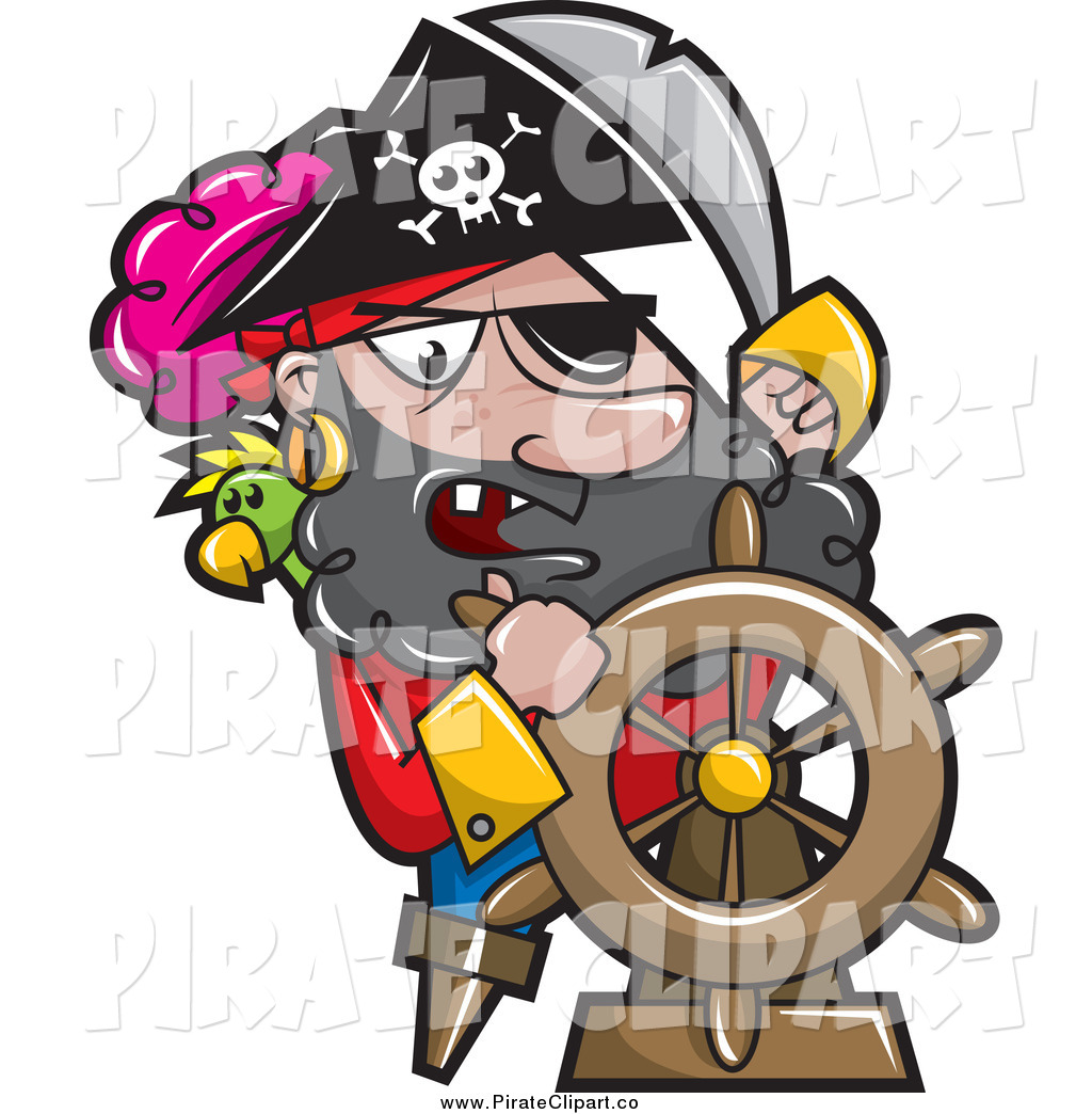 1024x1044 Vector Clip Art Of A Pirate Captain Steering A Ships Helm By