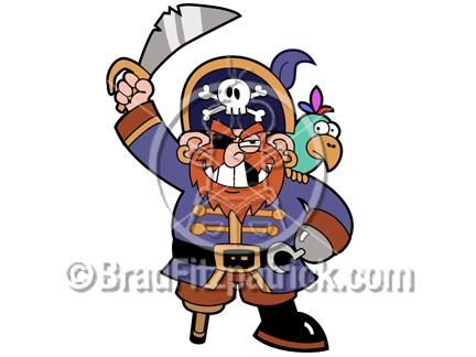 432x324 Cartoon Pirate Clipart With Sword Amp Parrot