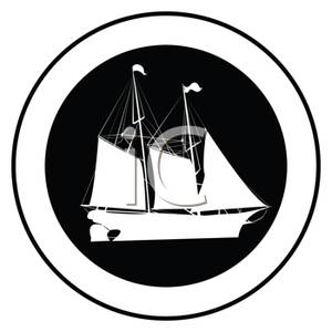 300x300 Image Black And White Pirate Ship In A Circle