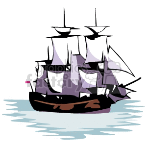 300x300 Royalty Free Old Wooden Pirate Ship 173458 Vector Clip Art Image