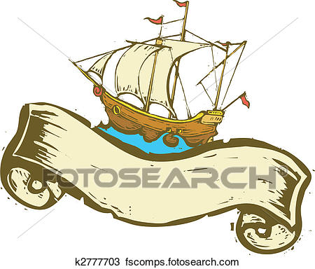 450x384 Clipart Of Pirate Ship Banner K2777703