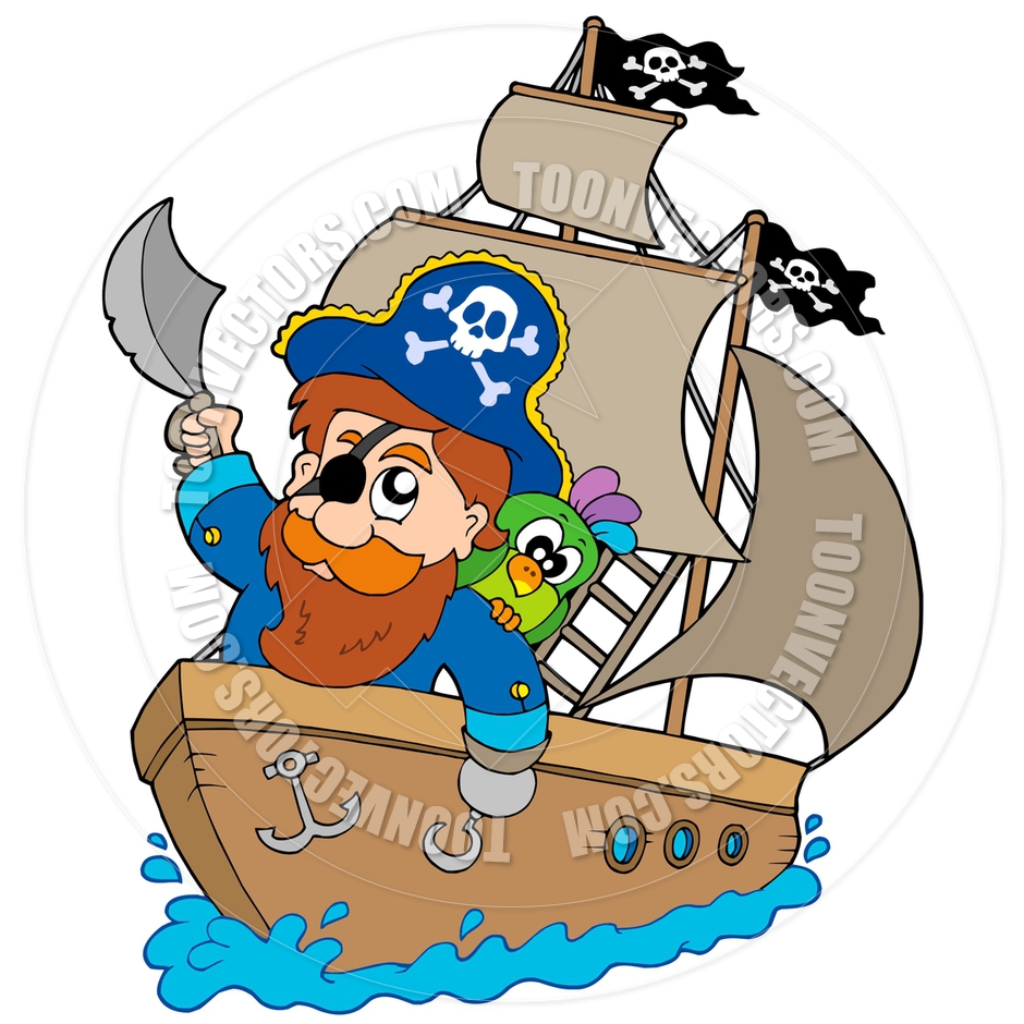 940x940 Cartoon Pirate Sailing On Ship By Clairev Toon Vectors Eps