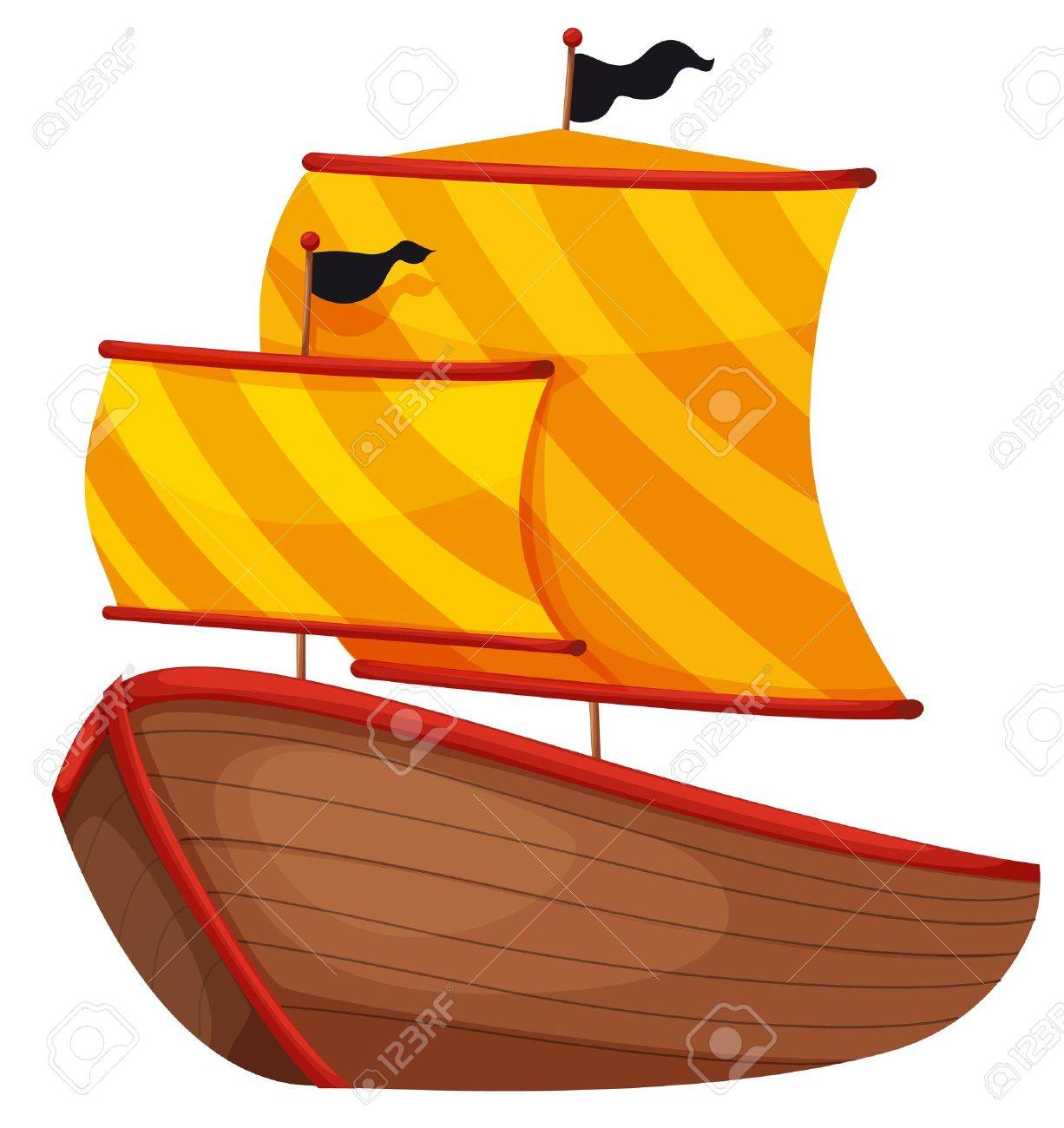 1226x1300 Illustration Of A Pirate Ship On White Stock Photo, Picture