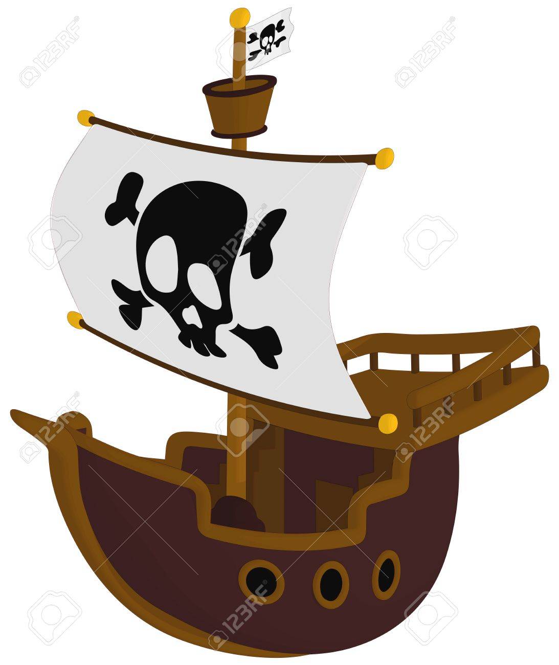 1093x1300 Pirate Ship Isolated On A White Background. Royalty Free Cliparts
