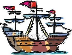 300x228 Pirate Ship With Skull And Crossbones Flags