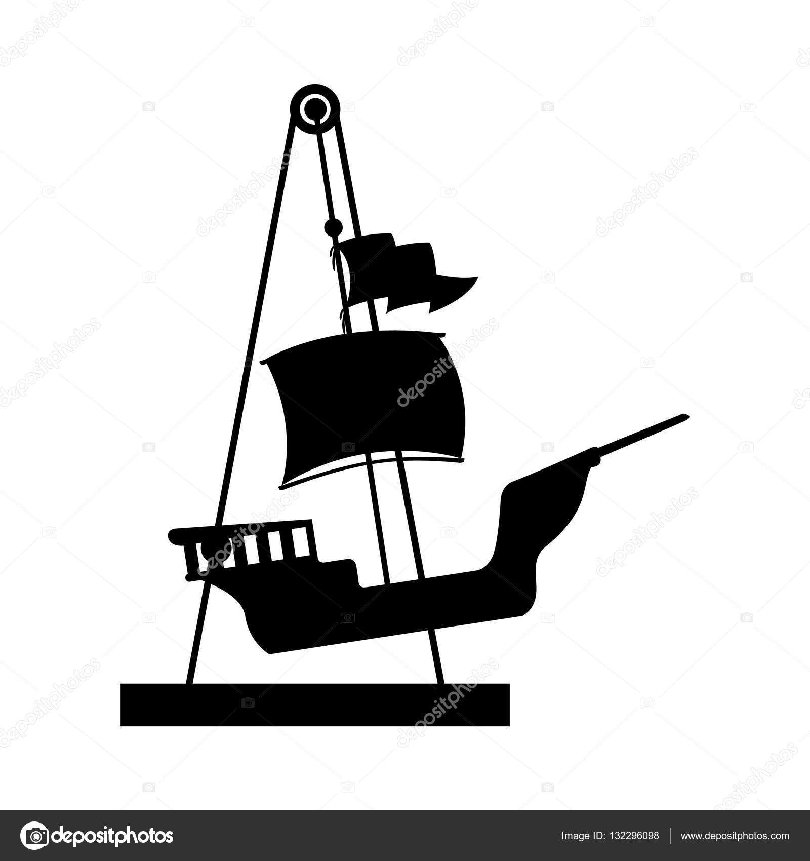 1600x1700 Silhouette Amusement Park Pirate Ship Line Icon Stock Vector
