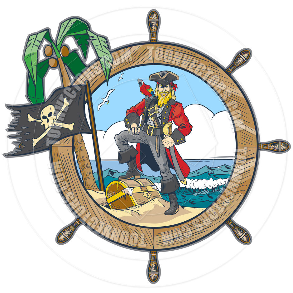 940x940 Vector Pirate In Ships Steering Wheel Design By Dolimac Toon