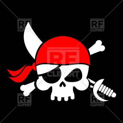 400x400 Pirate Flag Emblem With Skull Royalty Free Vector Clip Art Image