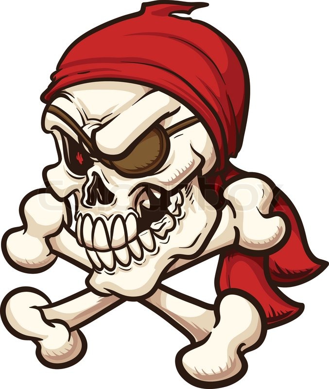 677x800 Pirate Skull. Vector Clip Art Illustration. All In A Single Layer