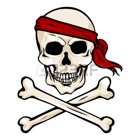 450x450 Vector Single Cartoon Pirate Skull In Red Headband With Cross