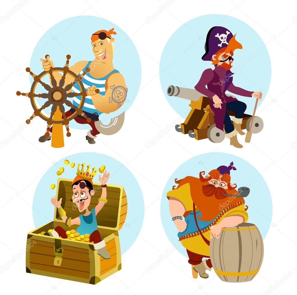 1023x1018 Cute Cartoon Pirates Men Stock Vector Funnyclay