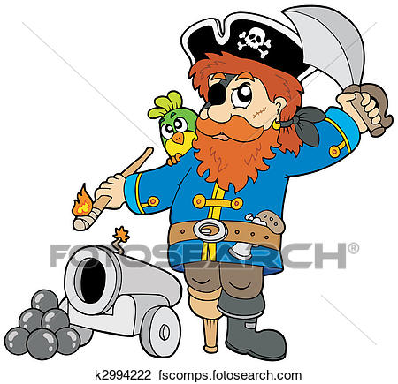 450x435 Clipart Of Cartoon Pirate With Cannon K2994222