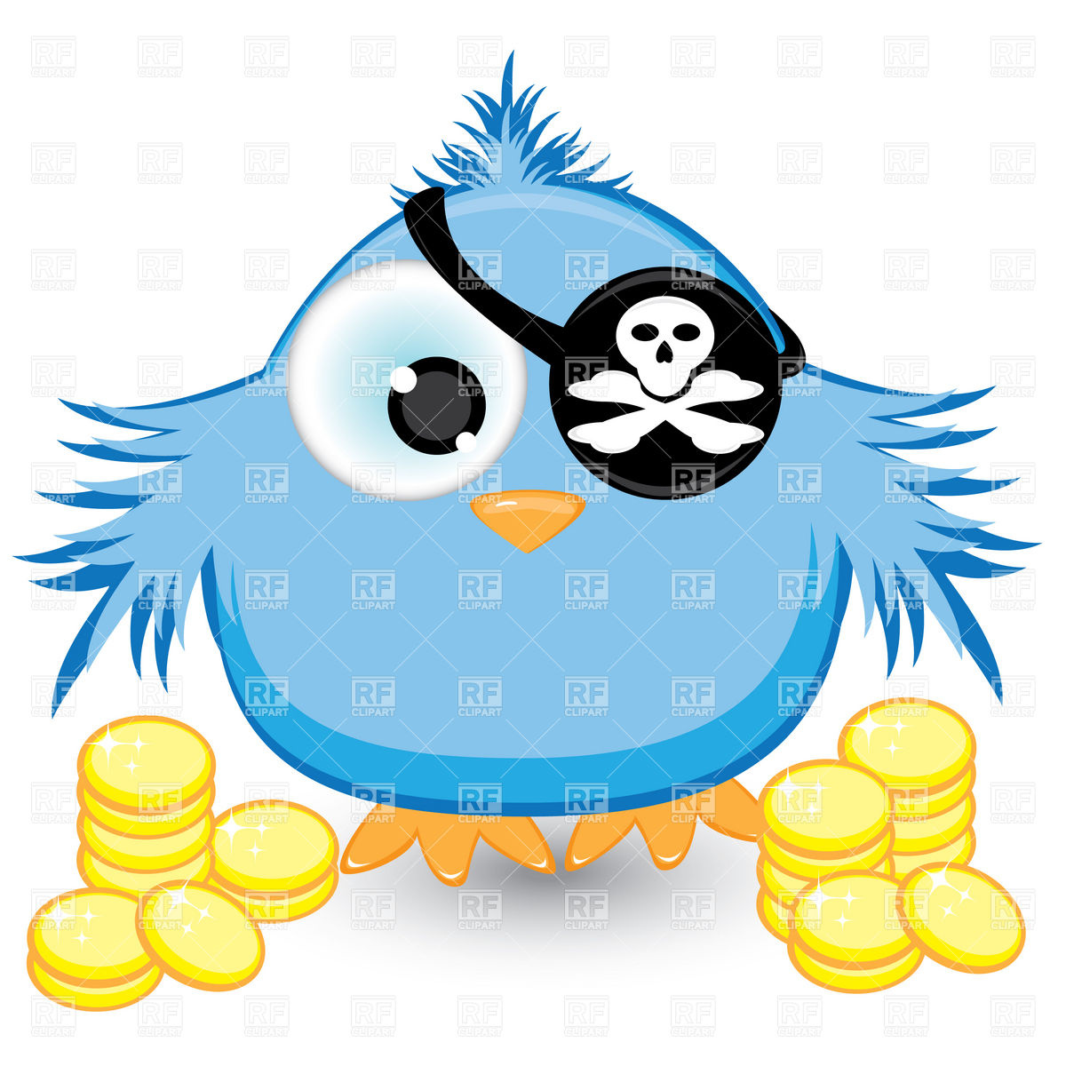 1200x1200 Cartoon Fledgling With Pirate Blindfold Royalty Free Vector Clip