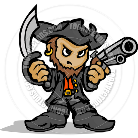 460x460 Pirate Mascot Standing With Sword And Hat Cartoon Vector