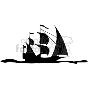 300x300 Royalty Free Black And White Pirate Ship 373970 Vector Clip Art