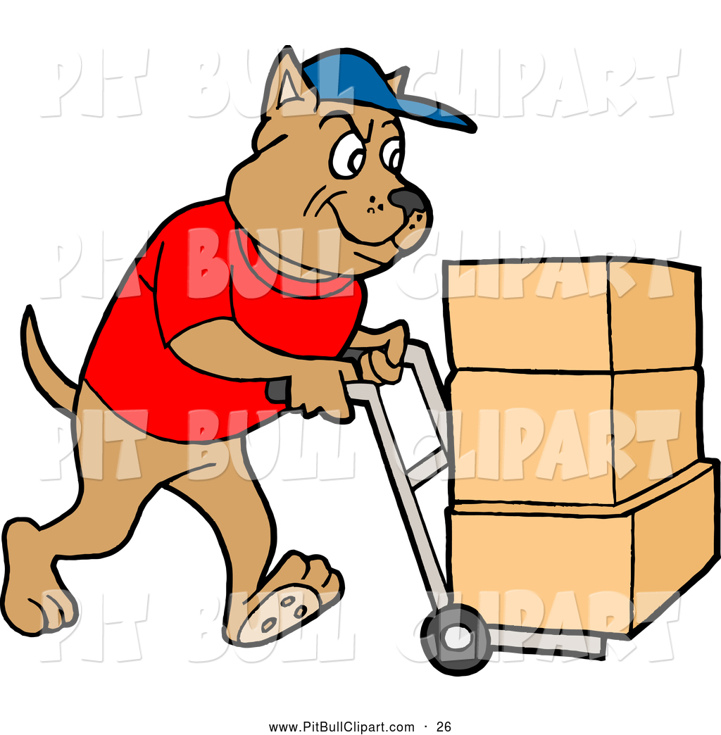 1024x1044 Clip Art Of A Pit Bull Delivery Dog Using A Dolly To Push Moving