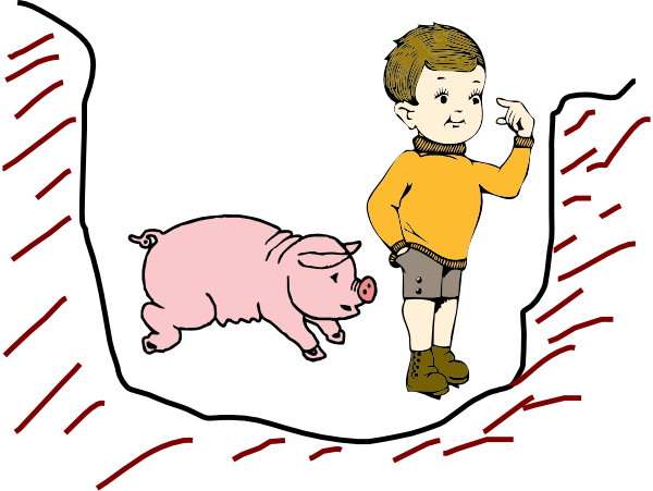 600x451 Boy In Pit With Pig Clip Art