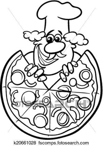 332x470 Clip Art Of Italian Pizza Cartoon Coloring Page K20661028