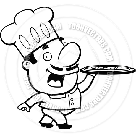 460x460 Pizza Chef (Black And White Line Art) By Cory Thoman Toon