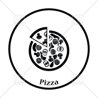 400x400 Thin Circle Design Of Pizza On Plate Icon Royalty Free Vector Clip