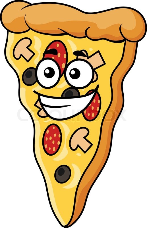 517x800 Cute Slice Cartoon Pizza With A Happy Smile And A Topping