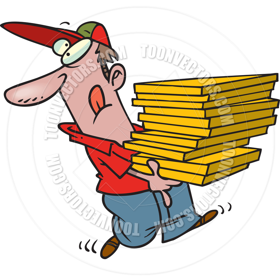 940x940 Cartoon Pizza Delivery Man By Ron Leishman Toon Vectors Eps
