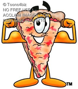265x300 Clipart Image Of A Cartoon Pizza Character Flexing Arm Muscles