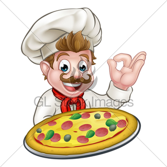 325x325 Pizza Chef Woman Cartoon Character Gl Stock Images