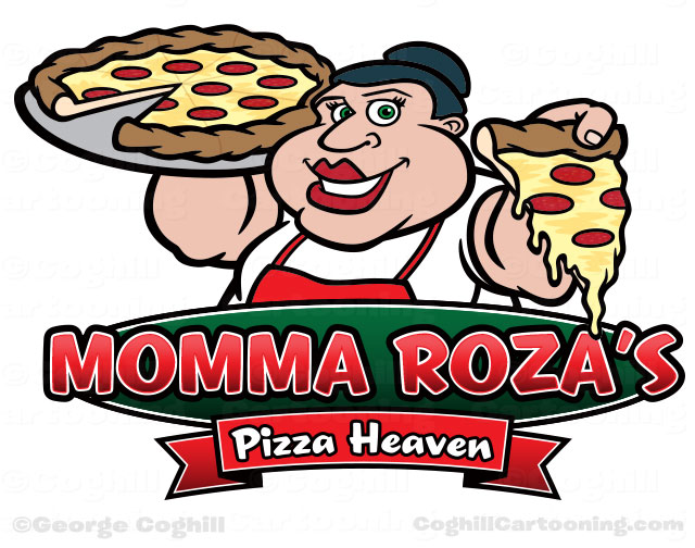 640x504 Pizza Shop Cartoon Logo With Italian Woman