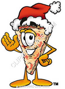 221x300 Clipart Cartoon Pizza Wearing A Santa Hat
