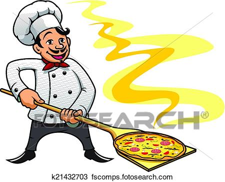 450x363 Clipart Of Cartoon Baker Chef Cooking Pizza K21432703