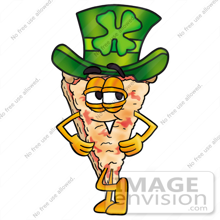 450x450 Clip Art Graphic Of A Cheese Pizza Slice Cartoon Character Wearing
