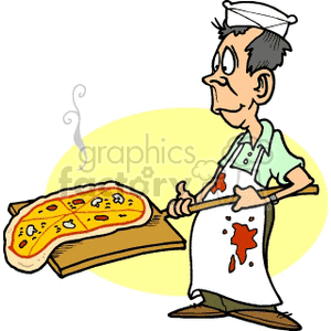 300x300 Royalty Free Pizza Cook 141617 Vector Clip Art Image