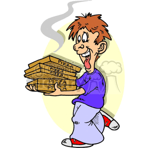 300x300 Royalty Free Pizza Delivery Guy 141616 Vector Clip Art Image