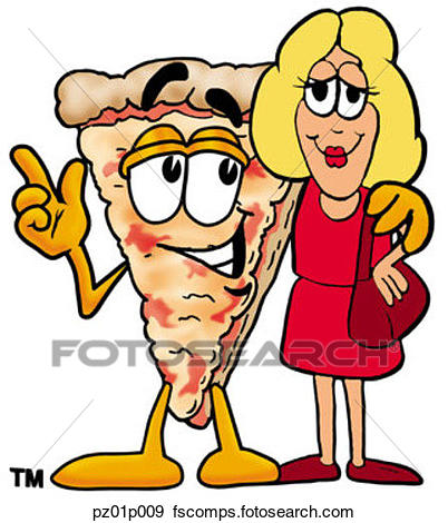402x470 Clip Art Of Pizza With A Woman Pz01p009