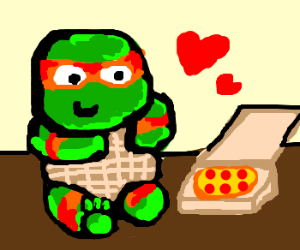 300x250 Baby Ninja Turtle Eats A Baby Pizza