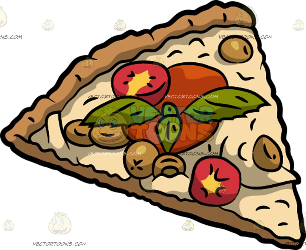 1024x838 A Slice Of Vegetable Pizza Cartoon Clipart