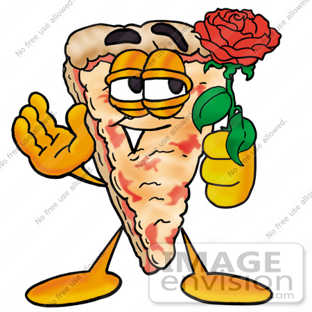 450x450 Clip Art Graphic Of A Cheese Pizza Slice Cartoon Character Holding
